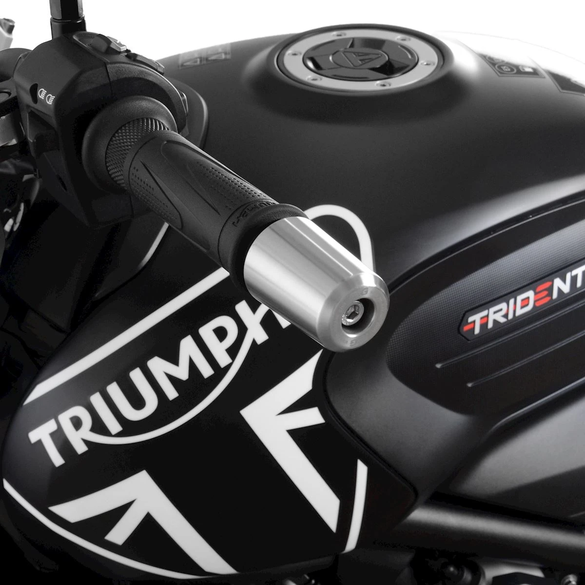 R&G Stainless Steel Bar Ends for the Triumph Trident 660 '21- '24, Daytona 660 '24-,  Speed Triple 1200 RS '21- (without bar end mirrors) & Royal Enfield Continental GT 650 ’19-