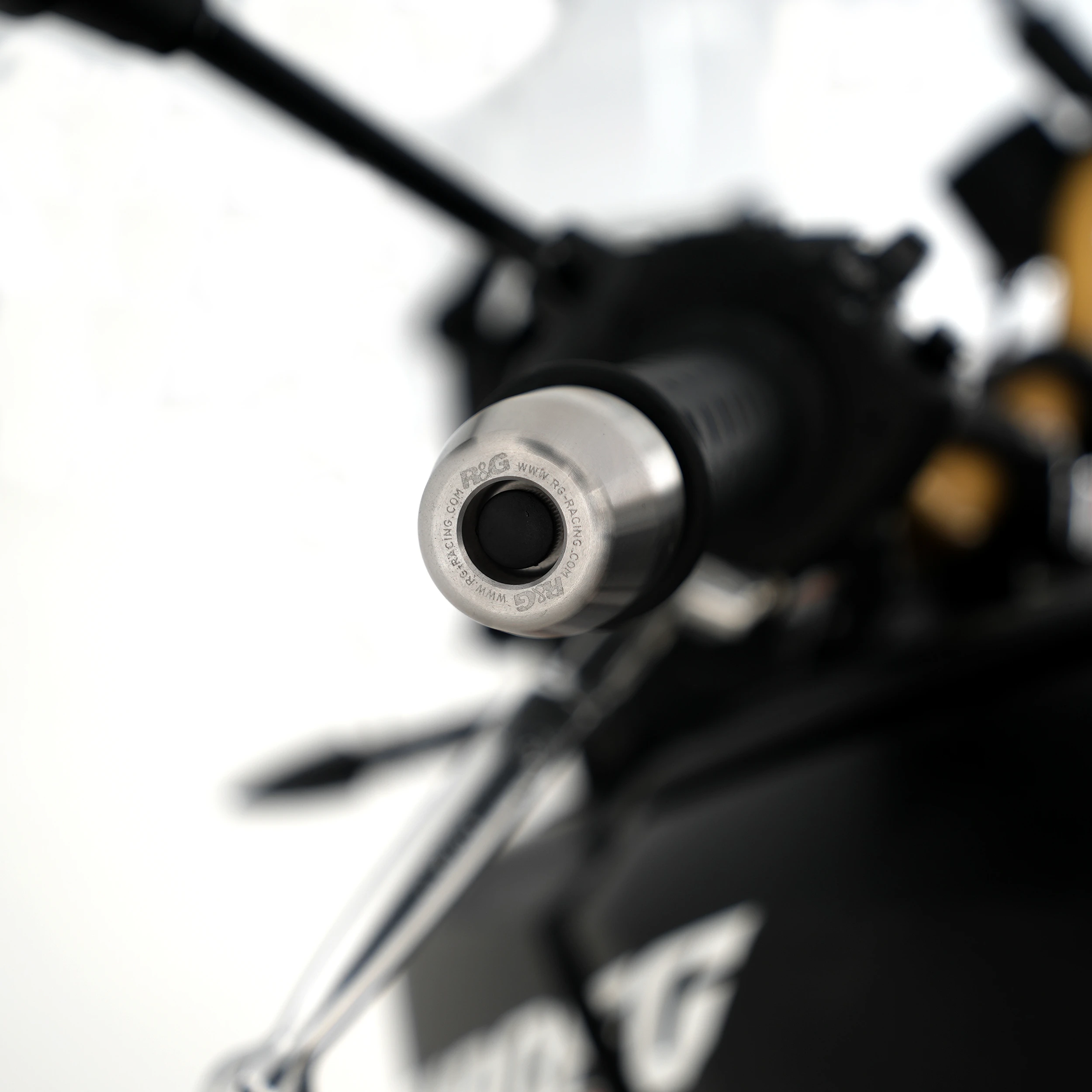 R&G Stainless Steel Bar Ends for the Aprilia Tuareg 660 '22-,Tuareg 660 Rally '25-, RSV4 RF '15 - '24, RSV4 1100 (Factory) '19 - '24, Ducati Panigale V2 '20 - '24 & Honda Africa Twin  Adventure Sports '18- '24/ CRF1100L Africa Twin DCT '24-