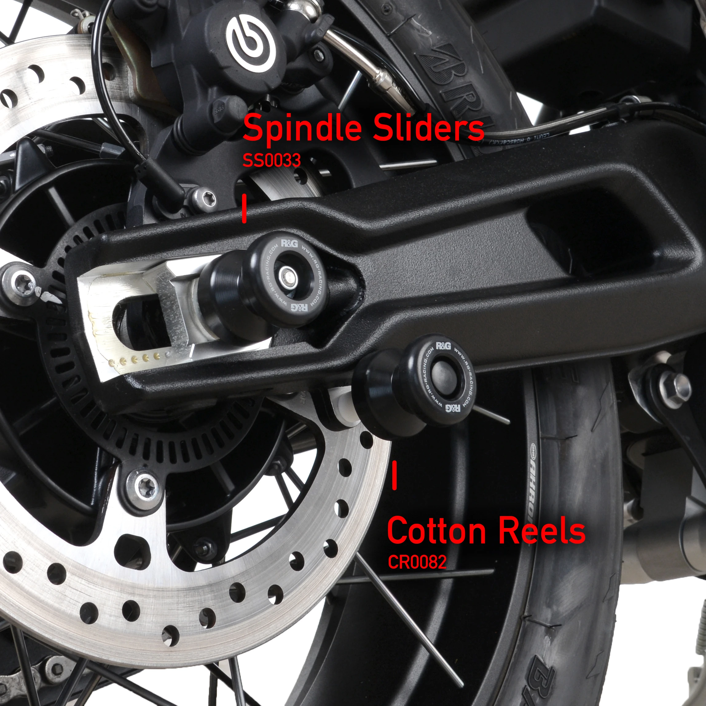 Spindle Sliders for the Triumph Tiger 800 & XC '11- / XCX & XRX '15- / XCA '18- , Tiger 900 '20-, Tiger 900 Rally Pro >(Pro) '24- & Tiger 850 Sport '21- 