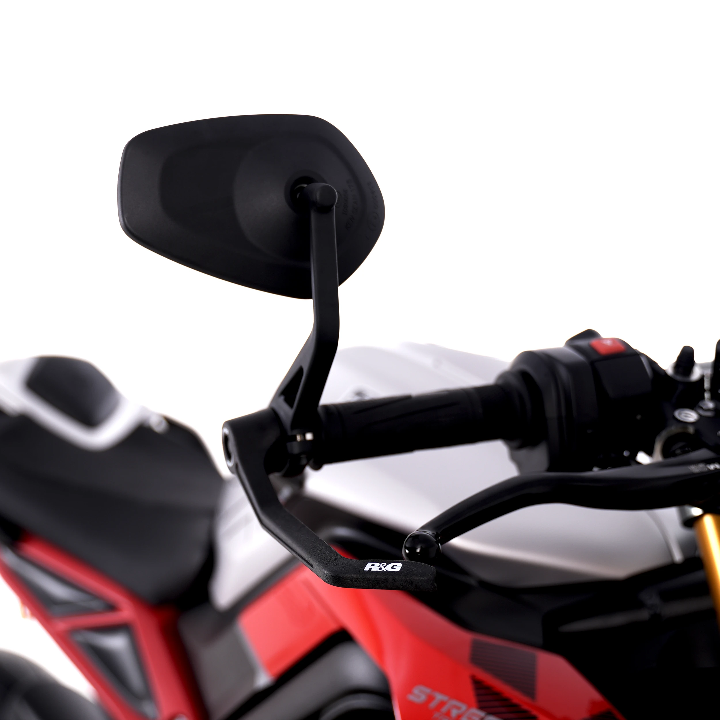 R&G Brake Lever Interlock Guard for Suzuki GSX-S750 '17- '24, DR-Z4SM ’25-, Triumph Street Triple R/RS 765 '17-, Street Triple S 765 '17- '20, Street Triple 765 RX '26-, Yamaha YZF-R6 '17-, Aprilia Tuono 660 '21- '24, Honda Dax 125 '22- & MSX125 GROM