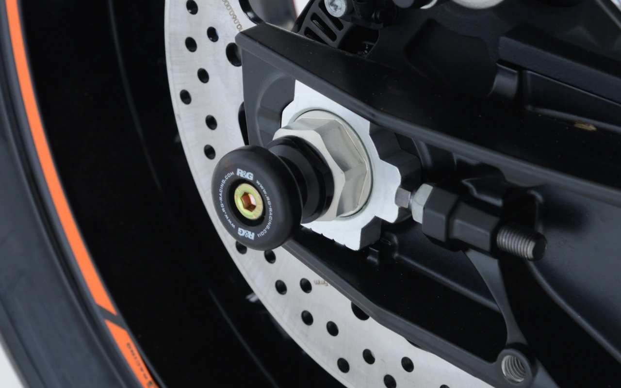 Spindle Sliders for KTM 790 Duke '18-, 790 Adventure '19-, KTM 890 Adventure '20-'22, 890 Duke R '20- '24, 1290 Super Adventure (R) '21- '24, 890 SMT '23- '24 & CFMoto 800NK '23-